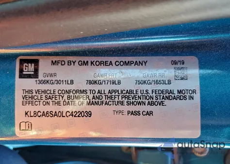 2020 Chevrolet Spark Ls from USA, damaged, VIN KL8CA6SA0LC422039